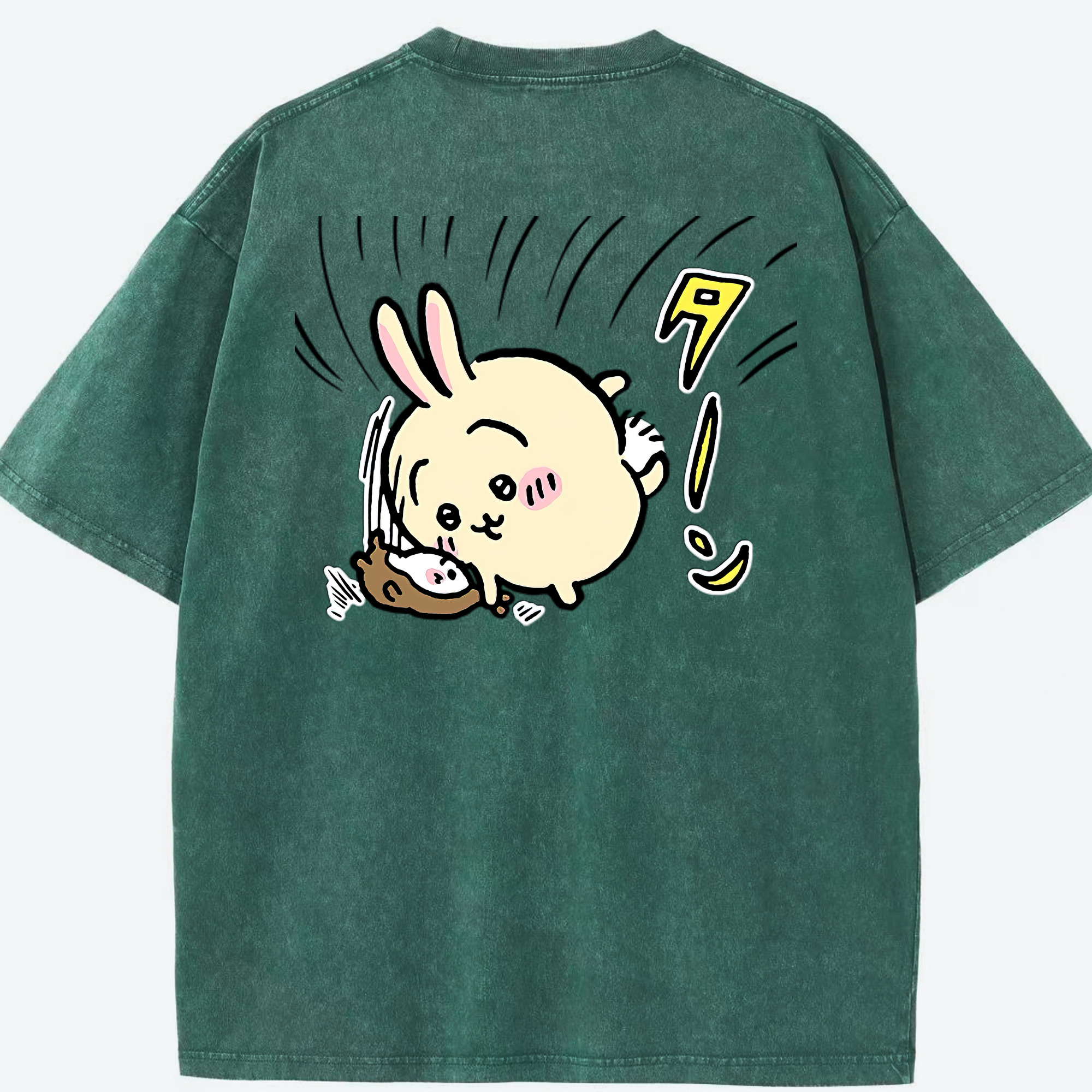 （画像用） ちいかわ うさぎ Chii-kawa usagi 綿100% ヴィンテージ風 半袖Tシャツ（背面プリント）